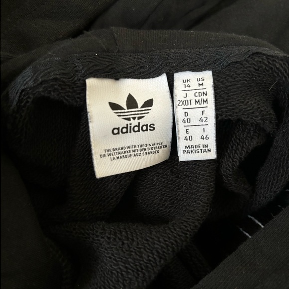 adidas Originals Womens Adicolor Classics Cropped Hoodie Black 3-Stripes - Picture 10 of 12